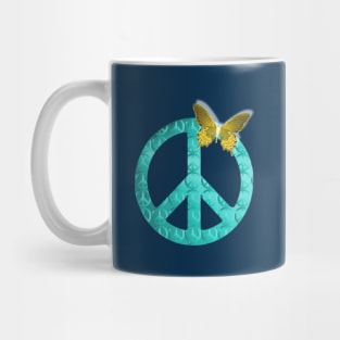 Pastel Blue Peace Sign with Butterfly Mug